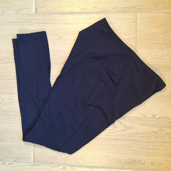 Talbots Tech Stretch Slash Pocket Navy Blue High Waist Leggings - Size Medium - Picture 7 of 16